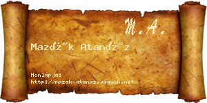Mazák Atanáz névjegykártya